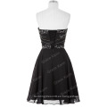 Grace Karin 2016 sin tirantes gasa escote corazón sin mangas rebordeado negro corto Prom Dresses GK000089-1